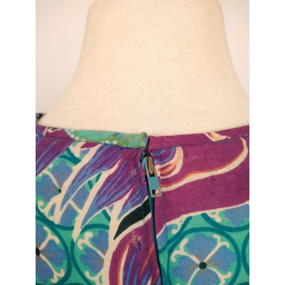 60's Geometric Dragon Purple Wool Maxi Dress by Colin Glascoe - Picture 8 of 8